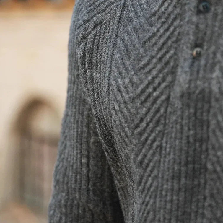 Charlie | Men's Cable Knit Wool Polo Shirt