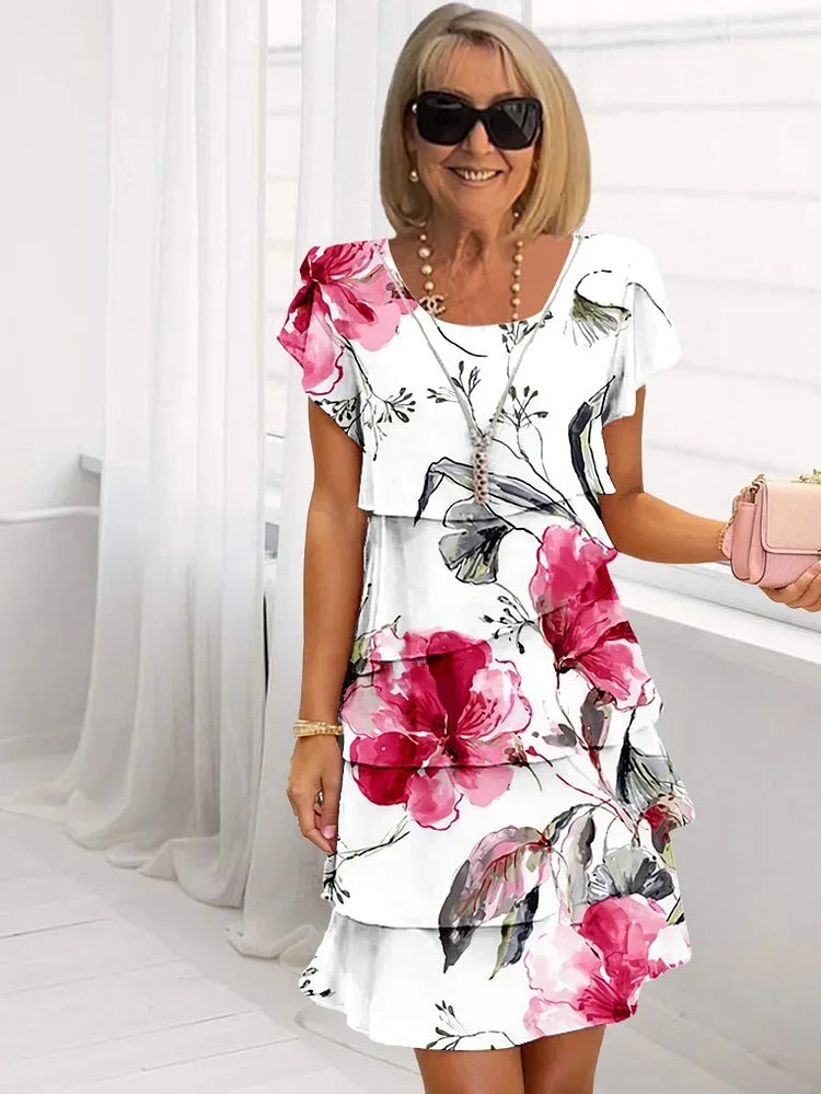 Abigail Women's Floral Short Sleeve Midi Dress 1