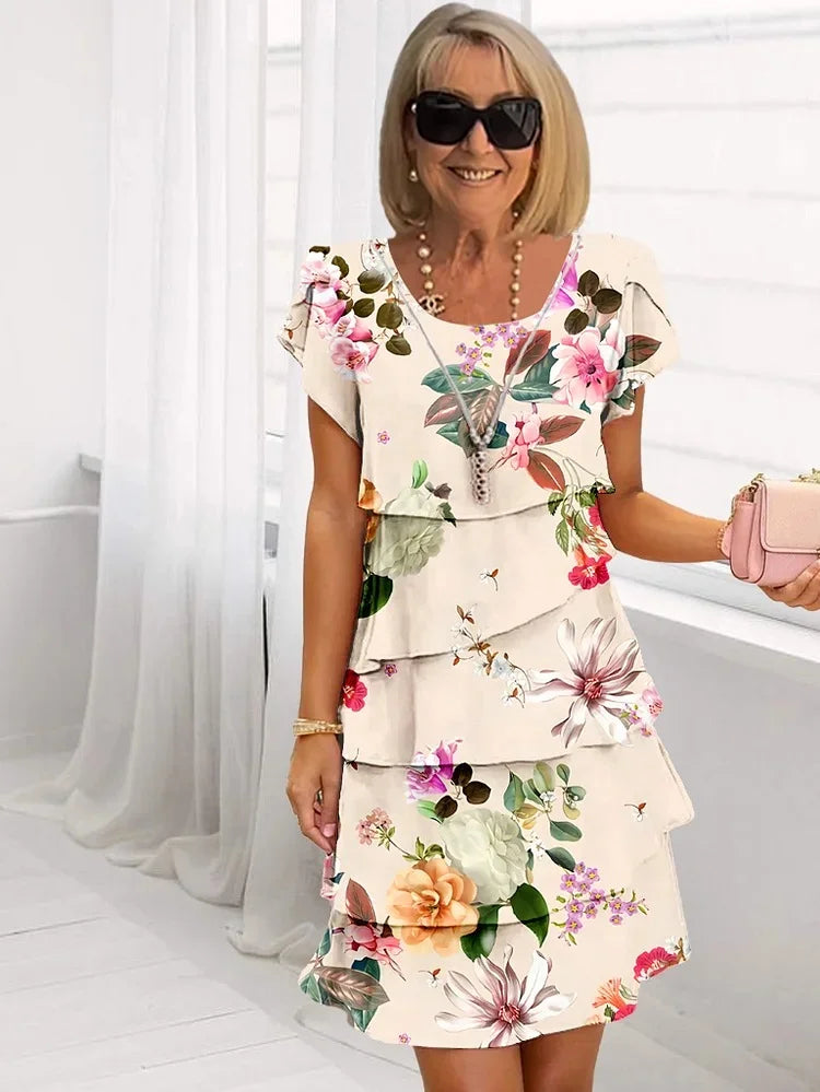 Abigail Women's Floral Short Sleeve Midi Dress 4