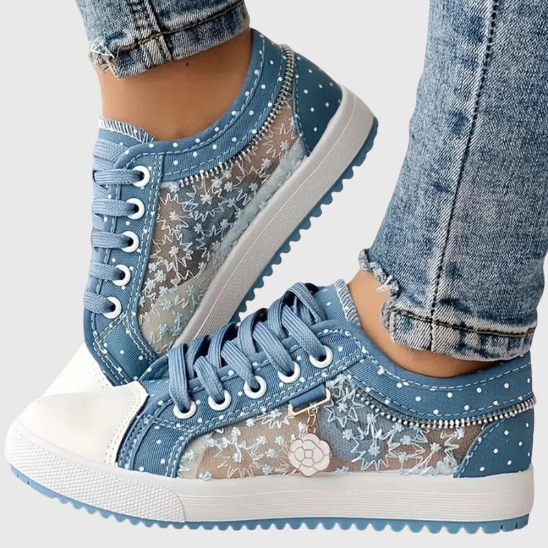 Women's Floral Sneakers - Light Blue