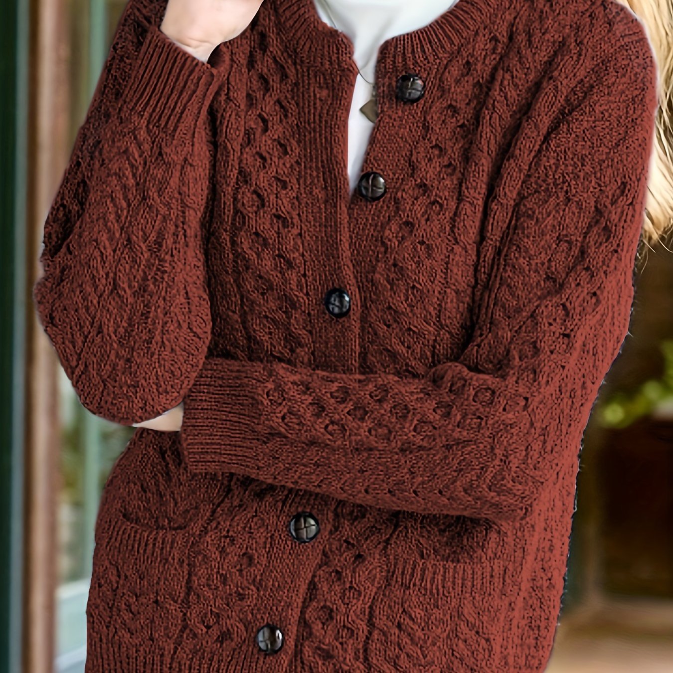 Women's Knit Cardigan - Maroon