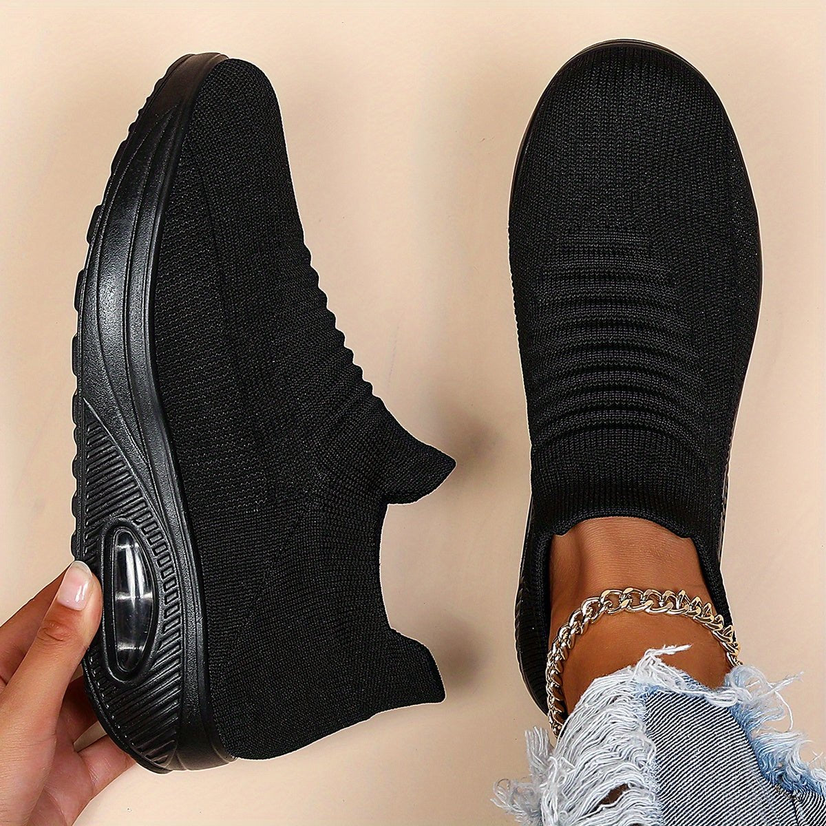 Women's Knit Platform Sneakers - Black