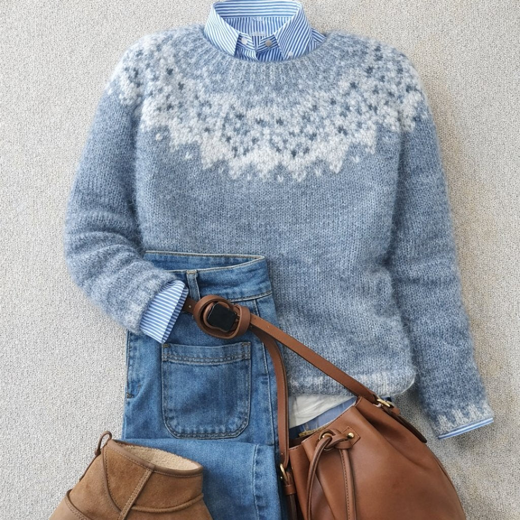 Women's Oversized Knit Christmas Sweater - Blue