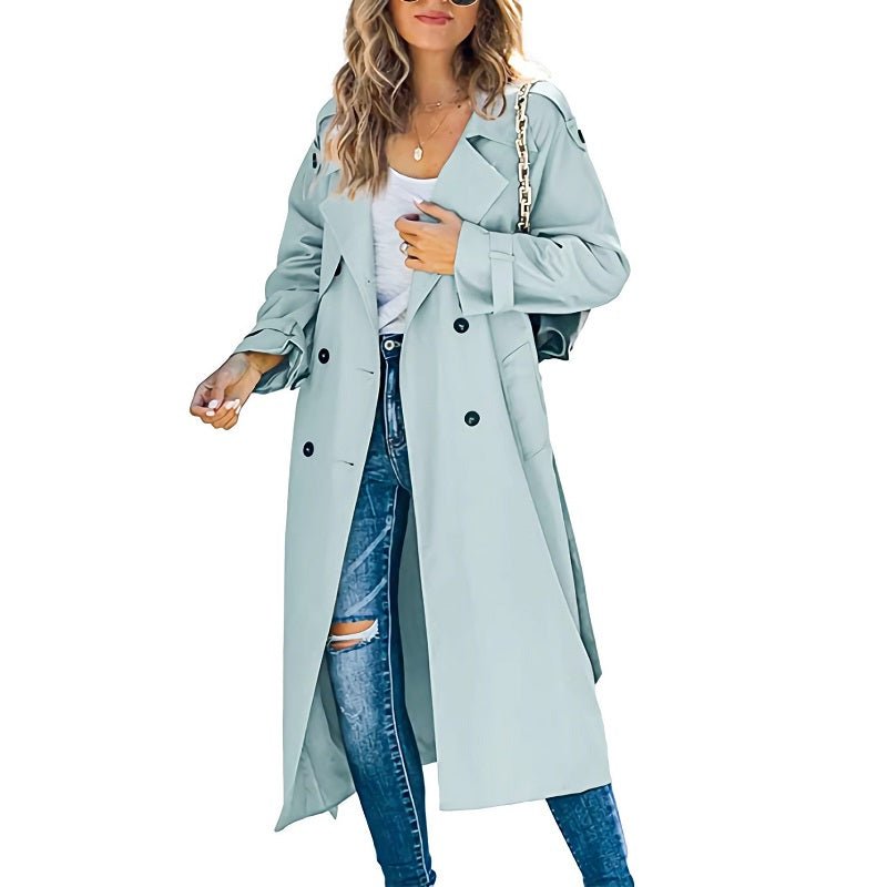 Women's Oversized Trench Coat - Light blue