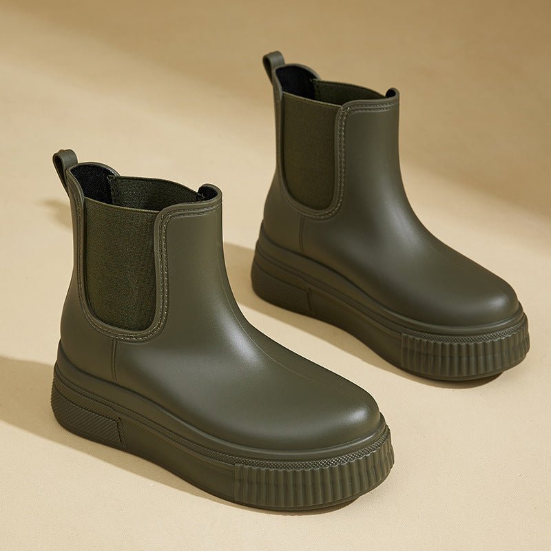Women's Platform Chelsea Rain Boots - Green
