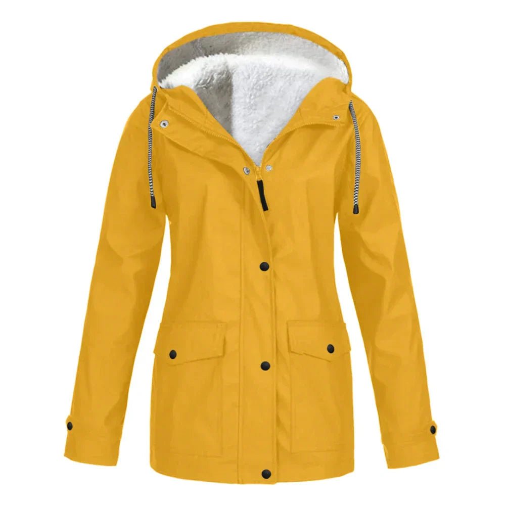 Women's Rain Faux Fur Jacket - Yellow