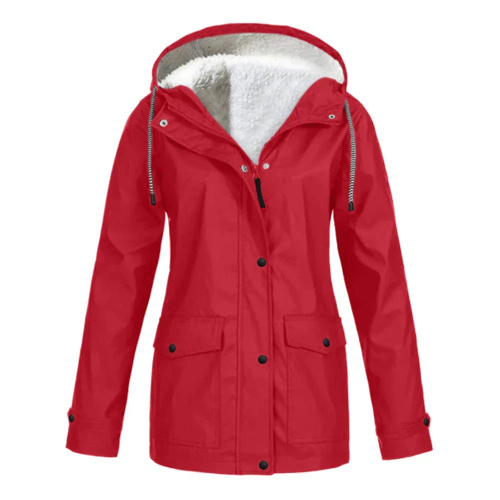 Women's Rain Faux Fur Jacket - Red