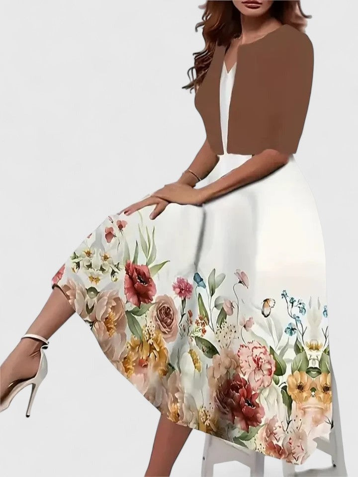 Floral A Line Midi Dress