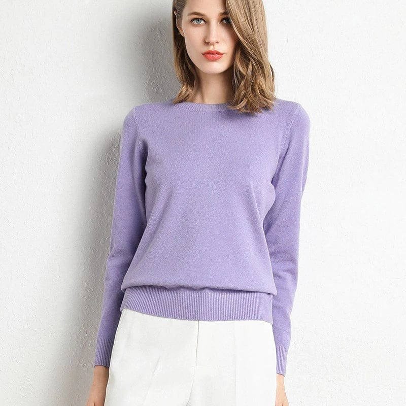 Women's Wool Crew Neck Sweater - Violet