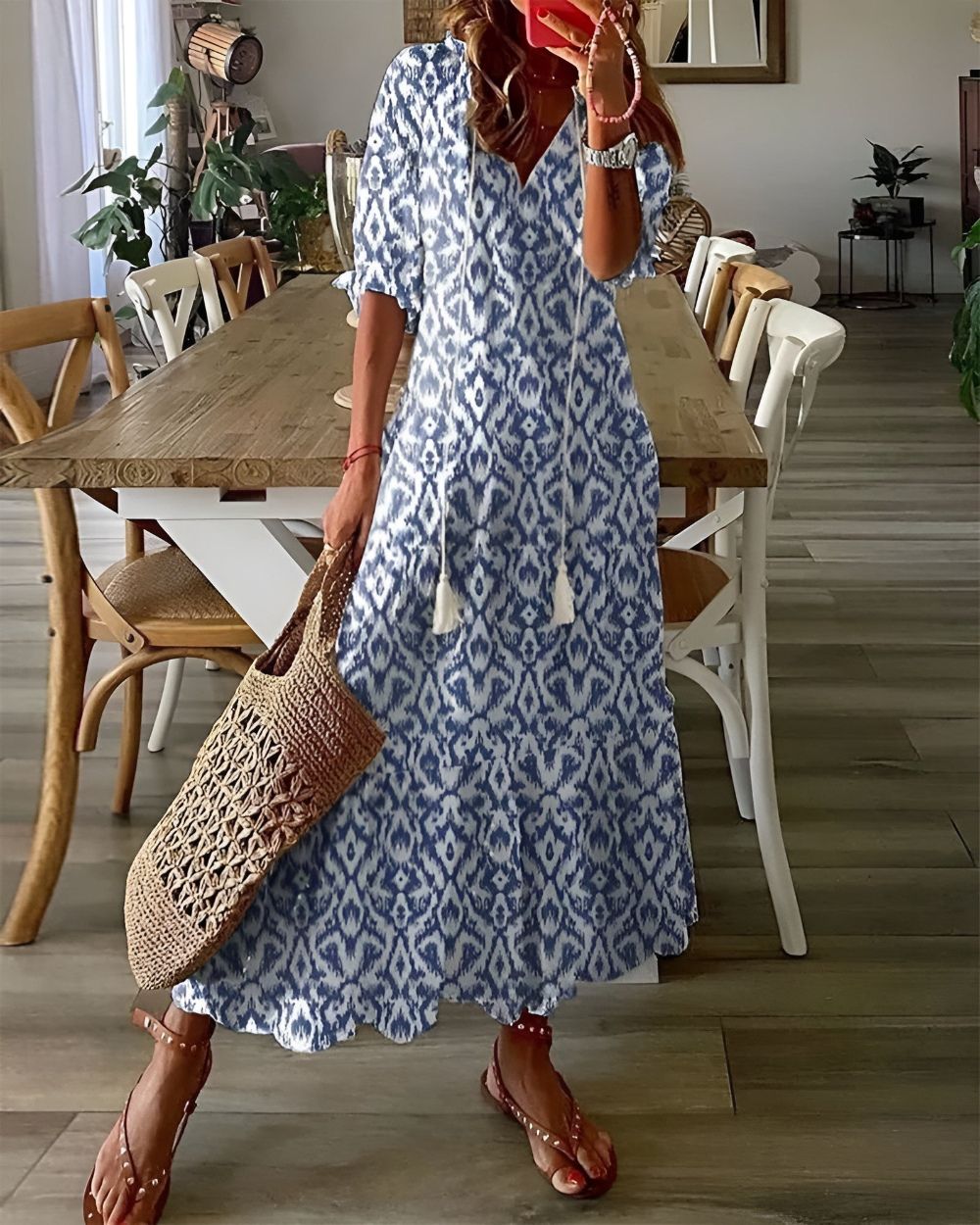Alice Women's Printed V Neck Maxi Dress 1