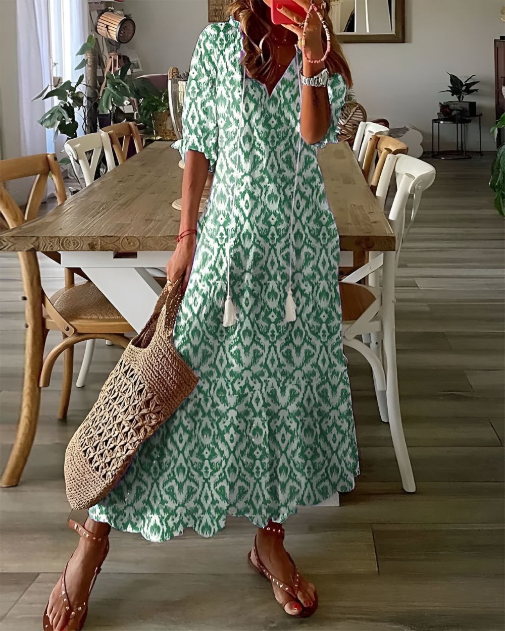 Alice Women's Printed V Neck Maxi Dress 2