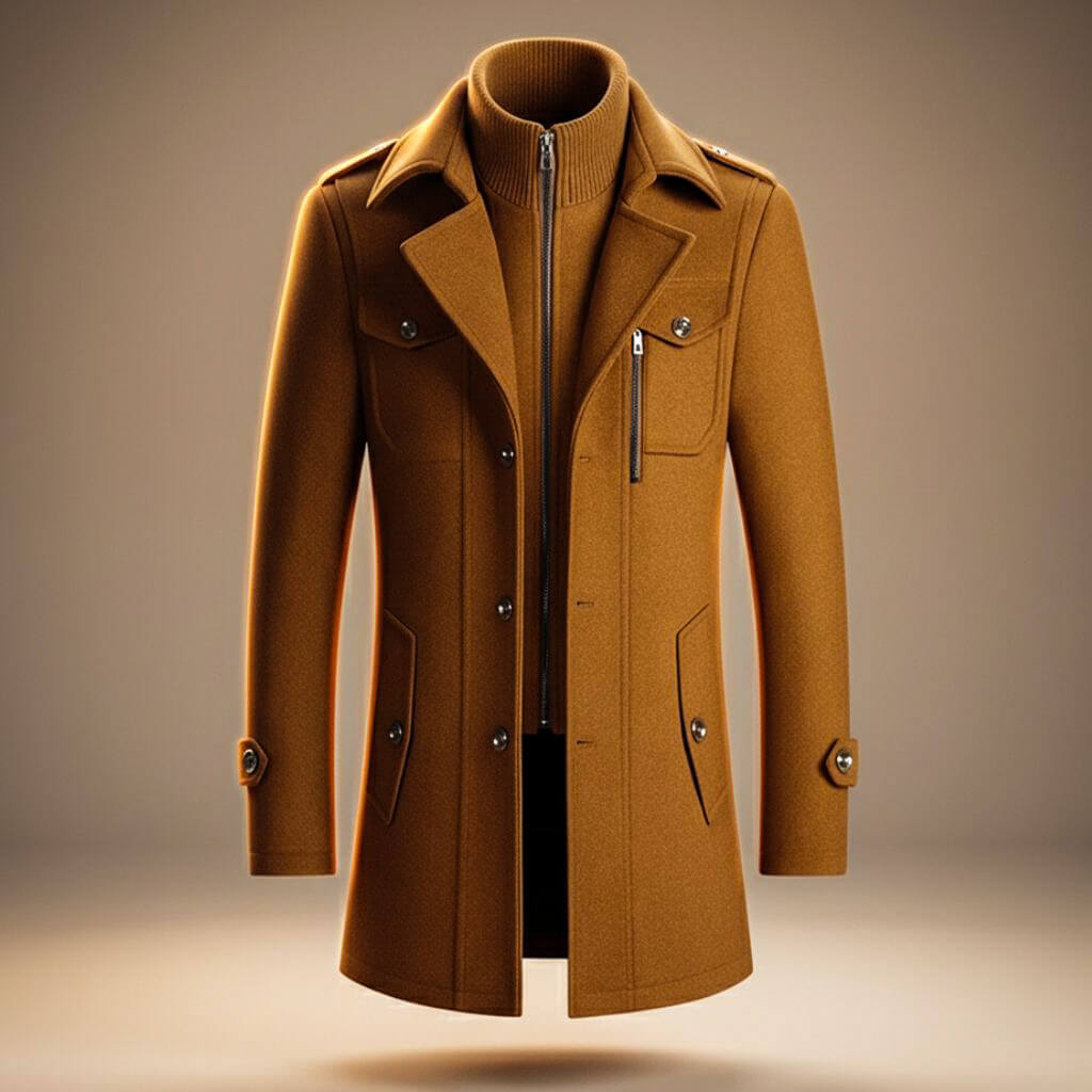 Arthur Men's Wool Double Breasted Trench Coat 1
