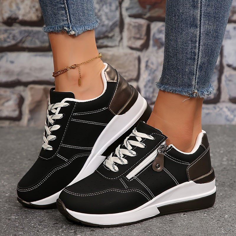 Women's Faux Leather Wedge Sneakers