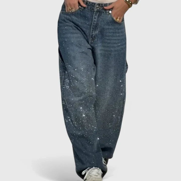 Women's High-Waisted Wide-Leg Jeans - Blue