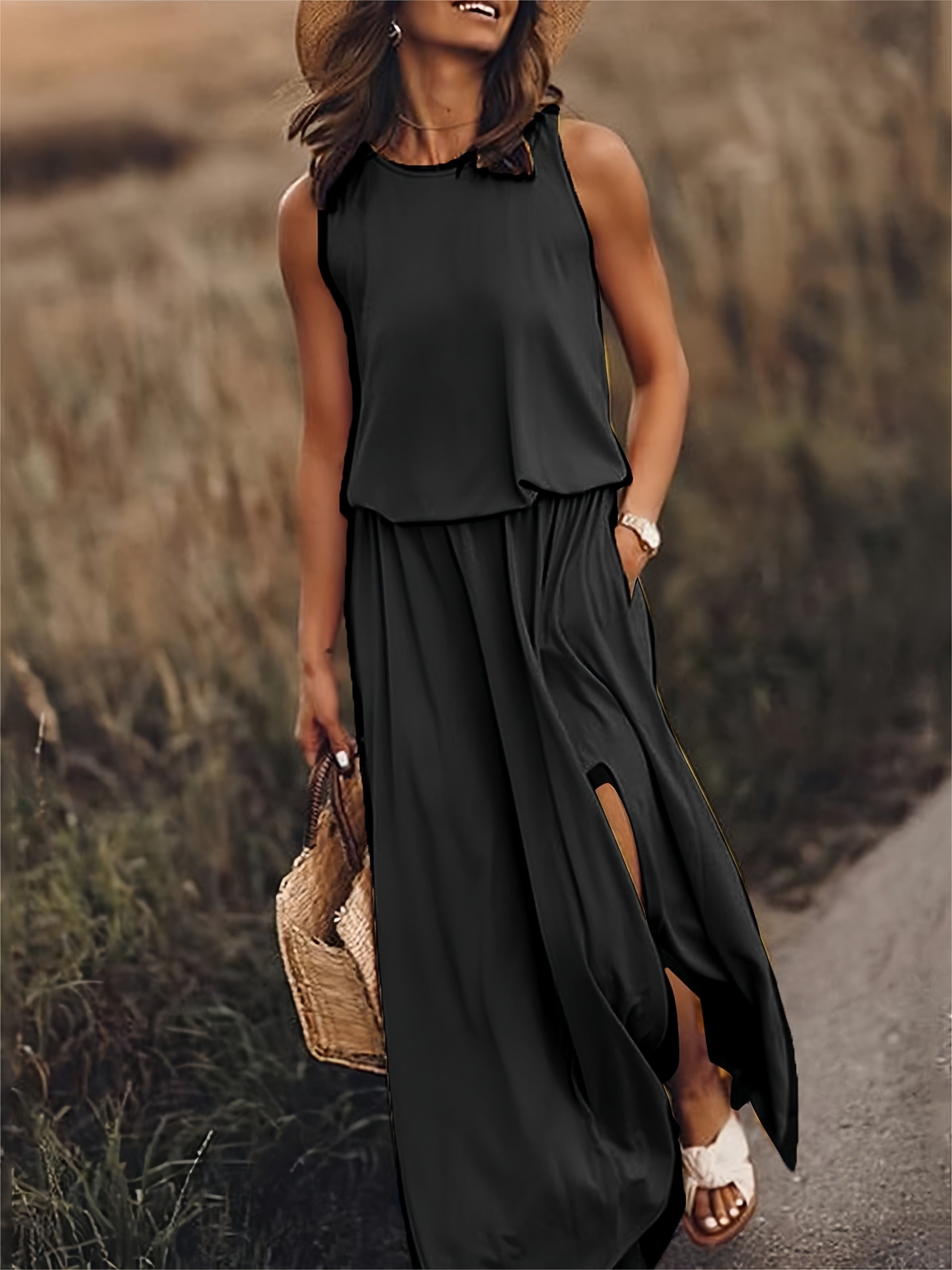 Sleeveless Maxi Dress - Black