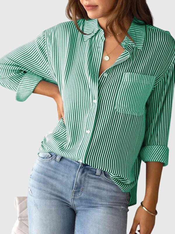 Women's Long Sleeve Striped Tie-Front Shirt