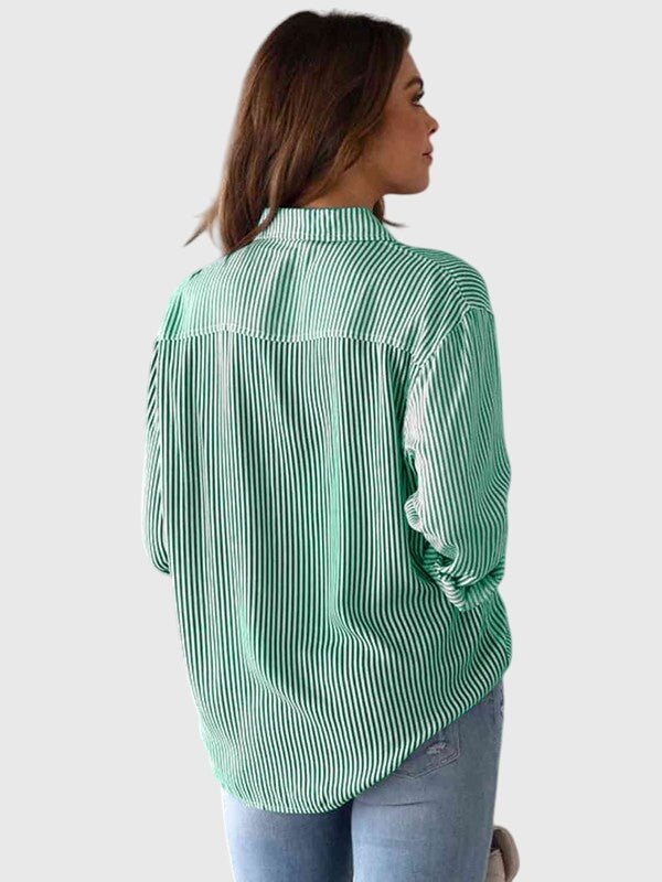 Women's Long Sleeve Striped Tie-Front Shirt