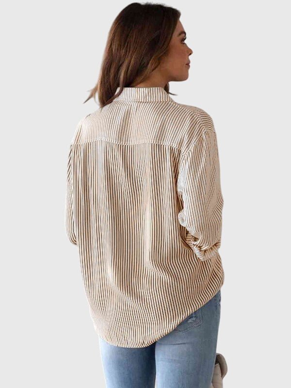 Women's Long Sleeve Striped Tie-Front Shirt