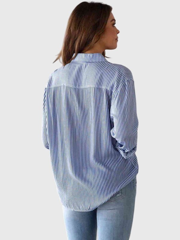 Women's Long Sleeve Striped Tie-Front Shirt