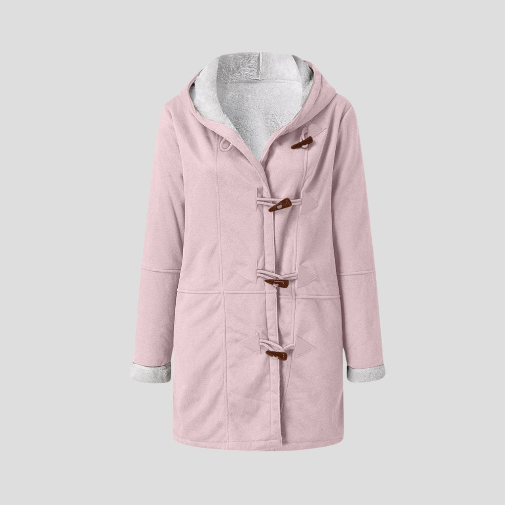 Women's Oversized Suede Duffle Faux Fur Coat - Pink