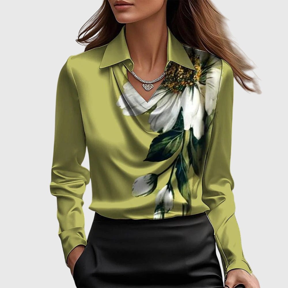 Women's Satin Blouse - Green
