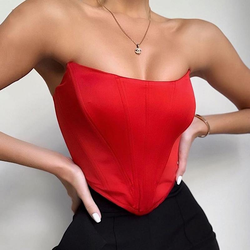 Women's Bodycon Corset Top - Red