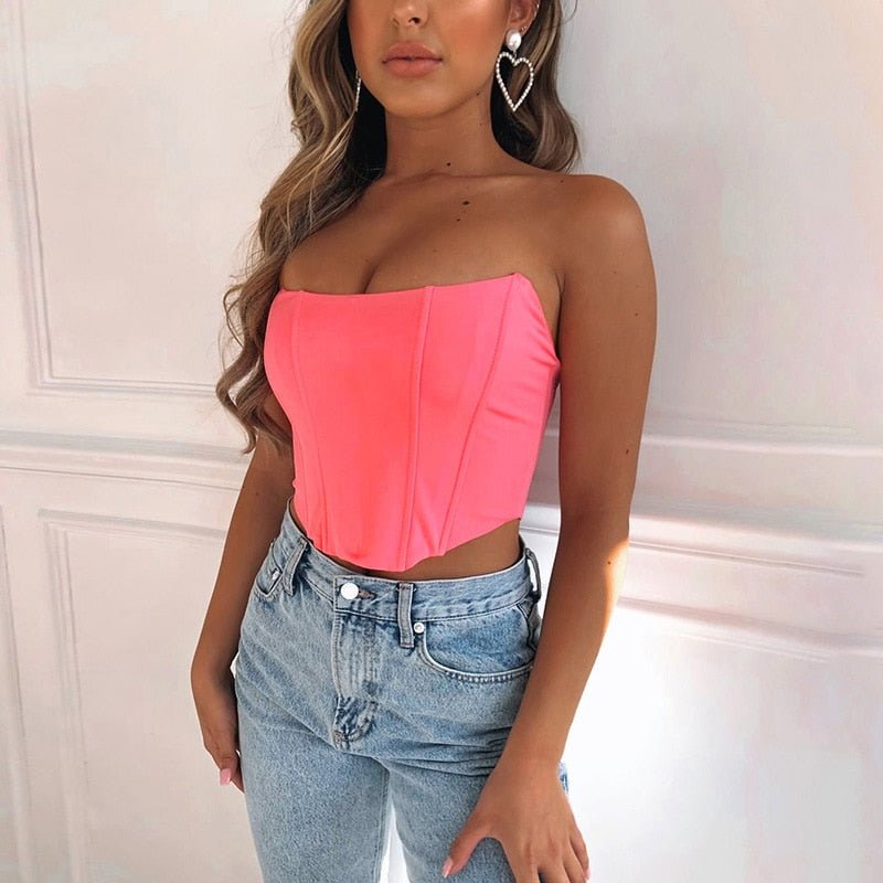 Women's Bodycon Corset Top - Pink