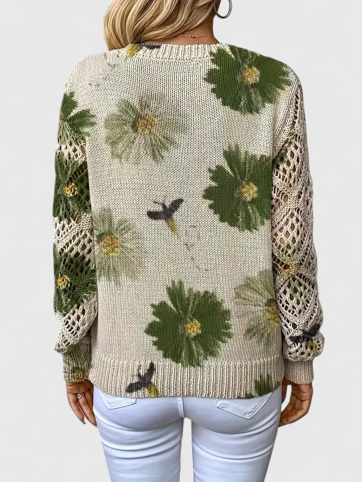 Women's Floral V-Neck Sweater