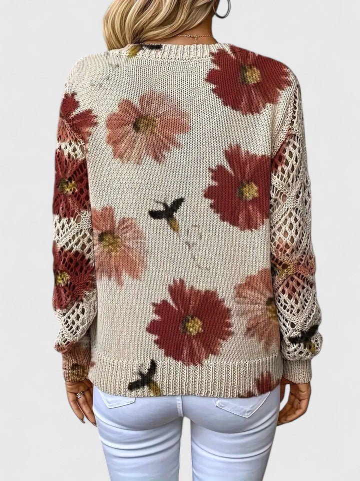 Women's Floral V-Neck Sweater