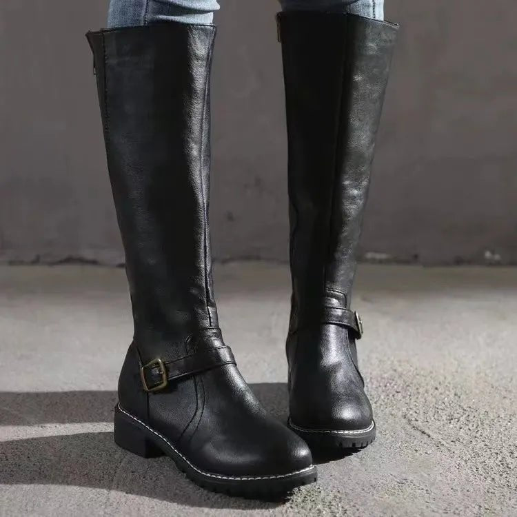 Women's Knee-High Riding Boots - Black