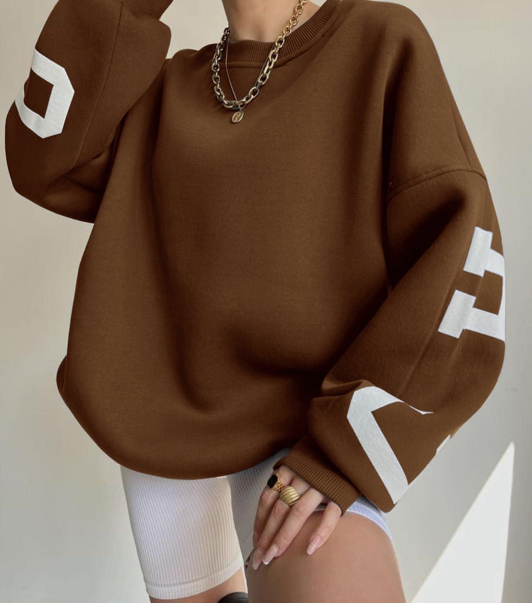 Women's Oversized Crewneck Sweatshirt - Brown