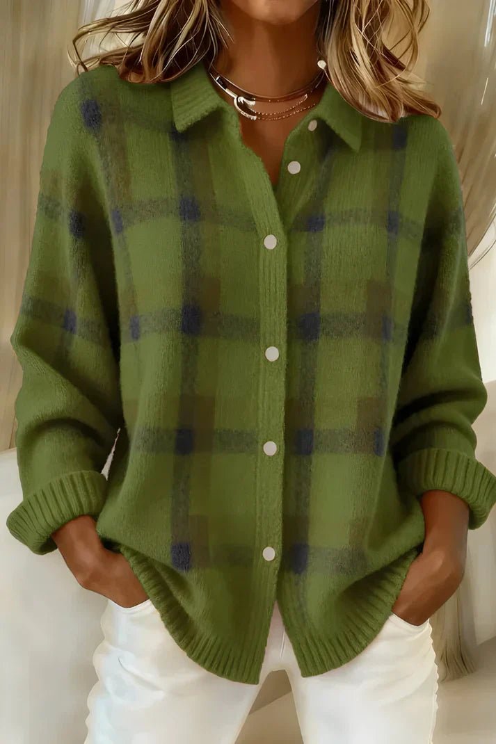 Women's Plaid Wool Shirt Jacket - Green