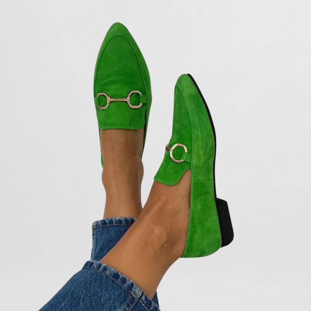 Women's Suede Pointed-Toe Loafers - Green