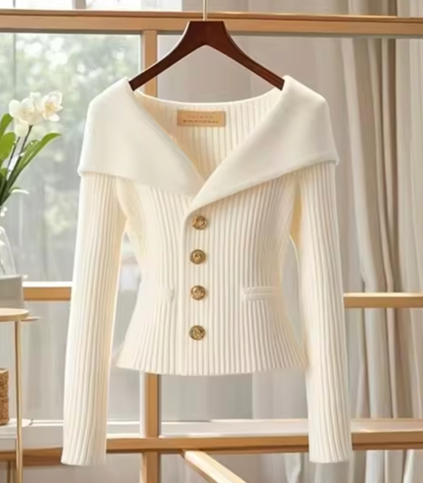 Aurora Women's Ribbed Off Shoulder Cardigan 3