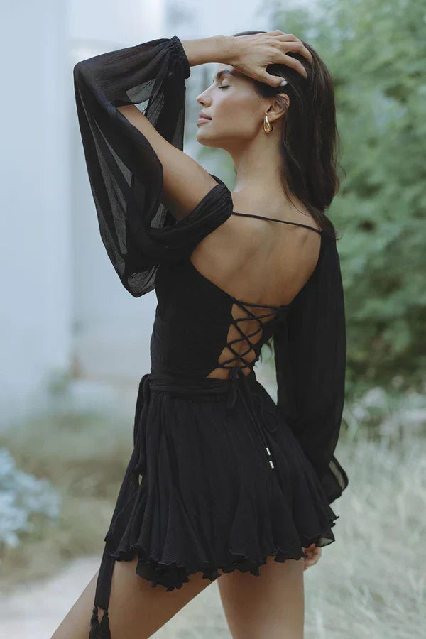 Backless Wrap Mini Dress