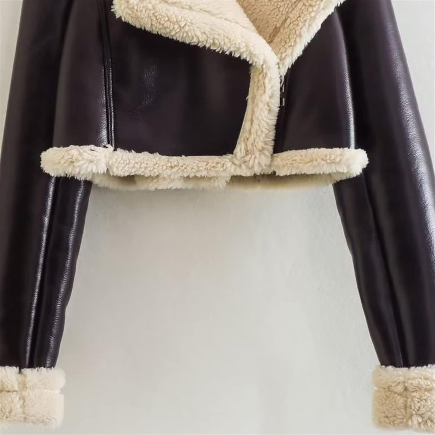 Women's Cropped Faux Leather Moto Jacket