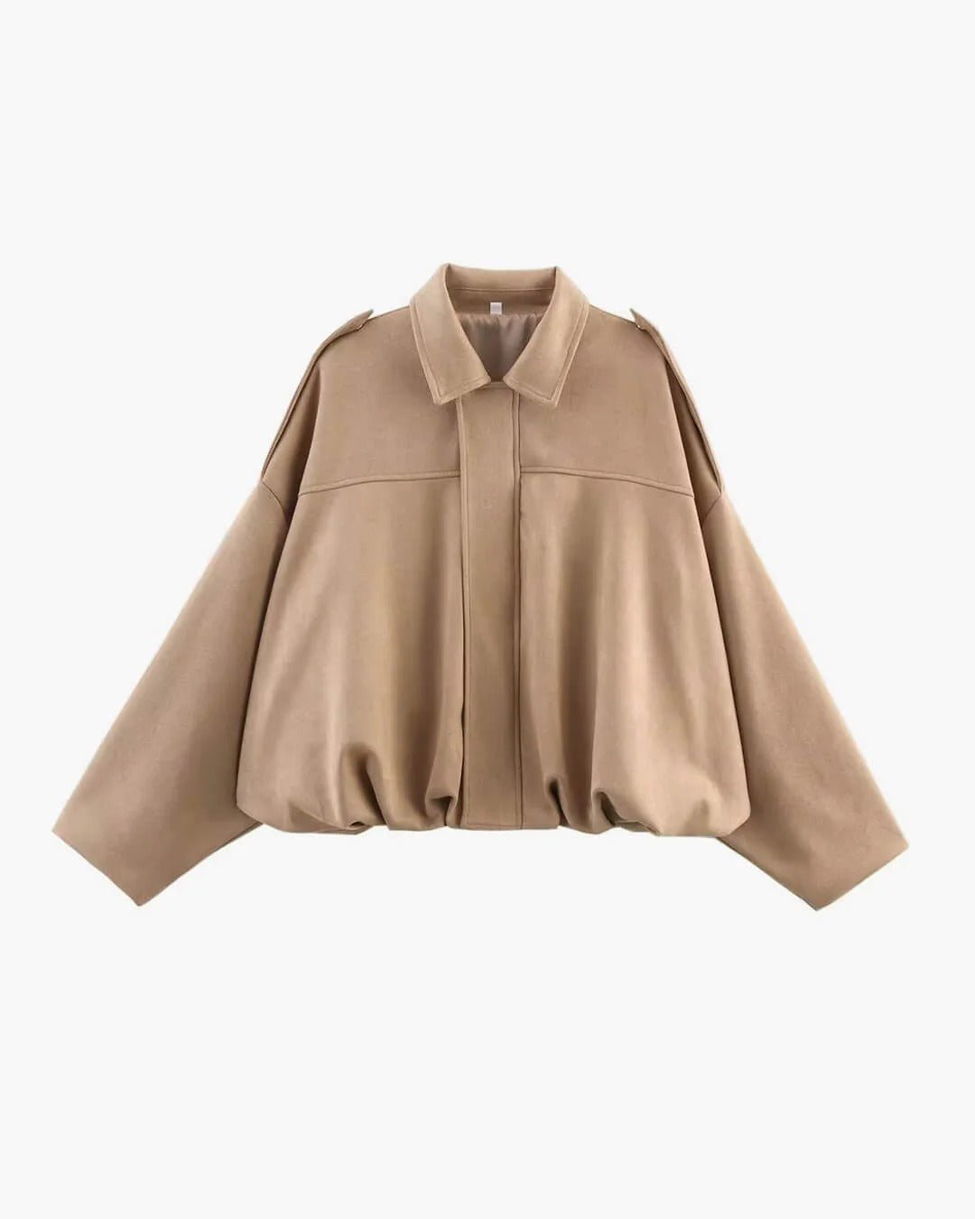 Women's Cropped Suede Bomber Jacket - Khaki