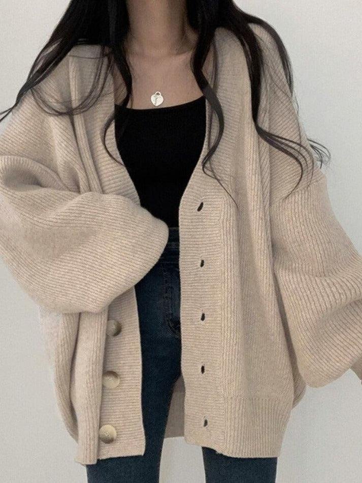Women's Oversized Ribbed Knit Cardigan