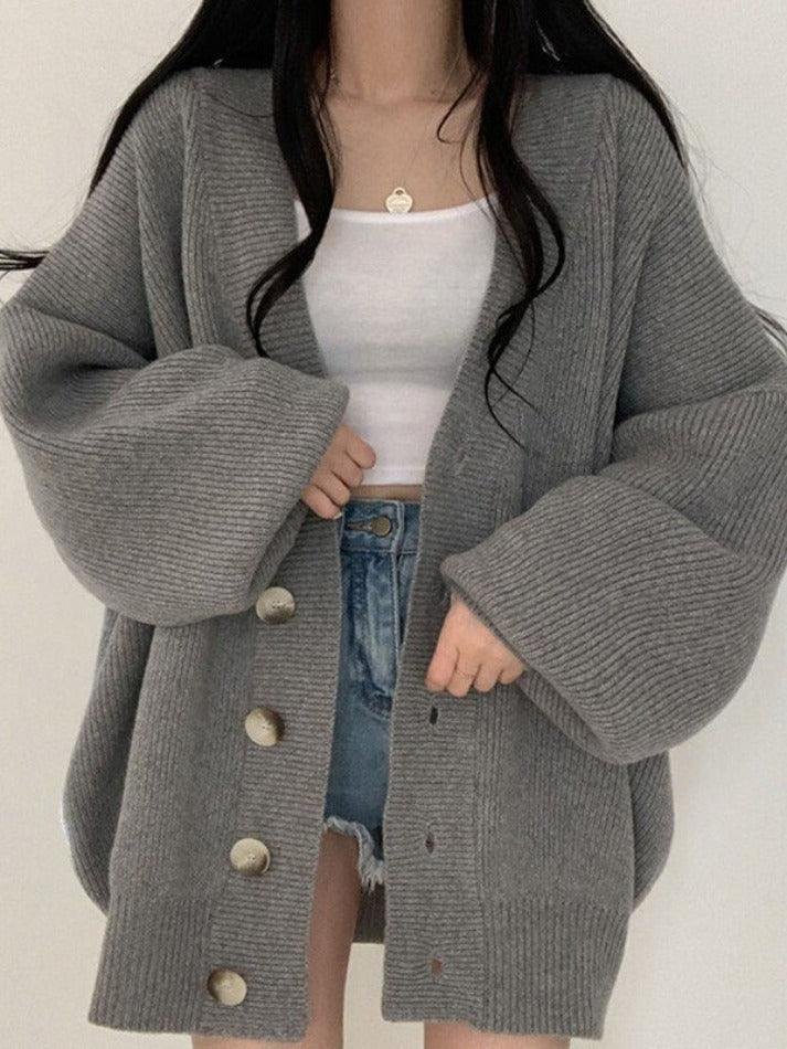 Women's Oversized Ribbed Knit Cardigan