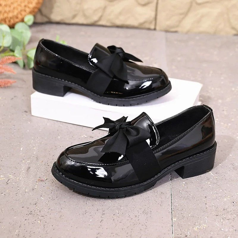 Women's Patent Leather Bow Loafers