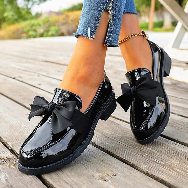 Women's Patent Leather Bow Loafers