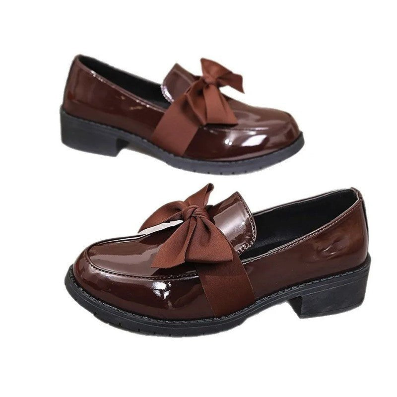Women's Patent Leather Bow Loafers