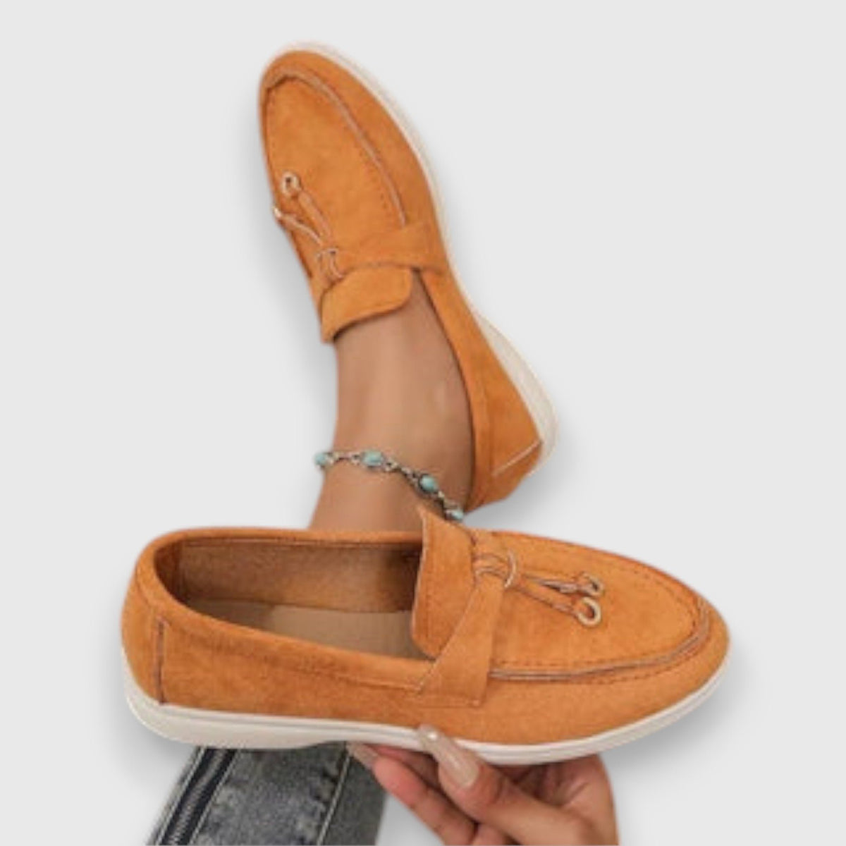 Women's Suede Slip-On Loafers - Orange