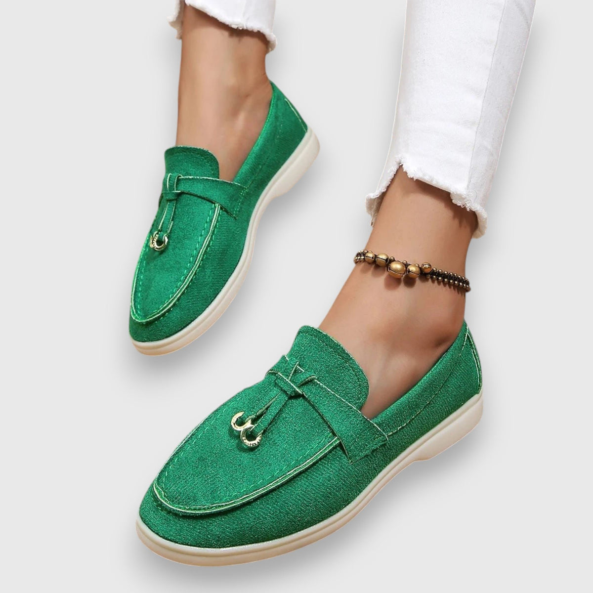 Women's Suede Slip-On Loafers - Green