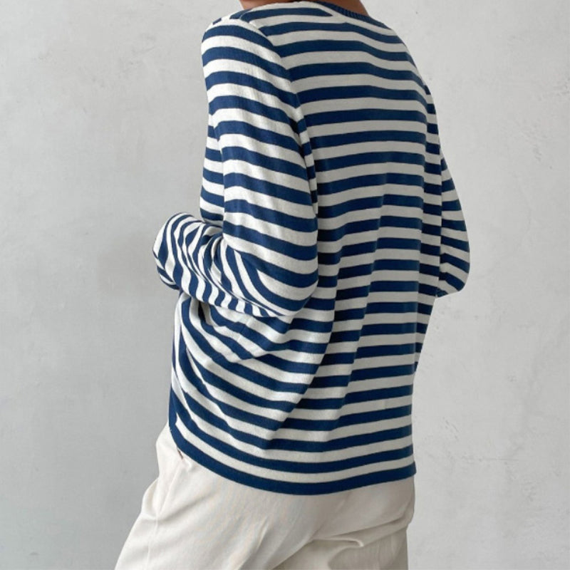 Beatrice Women's Striped Cotton Pullover Sweater 4