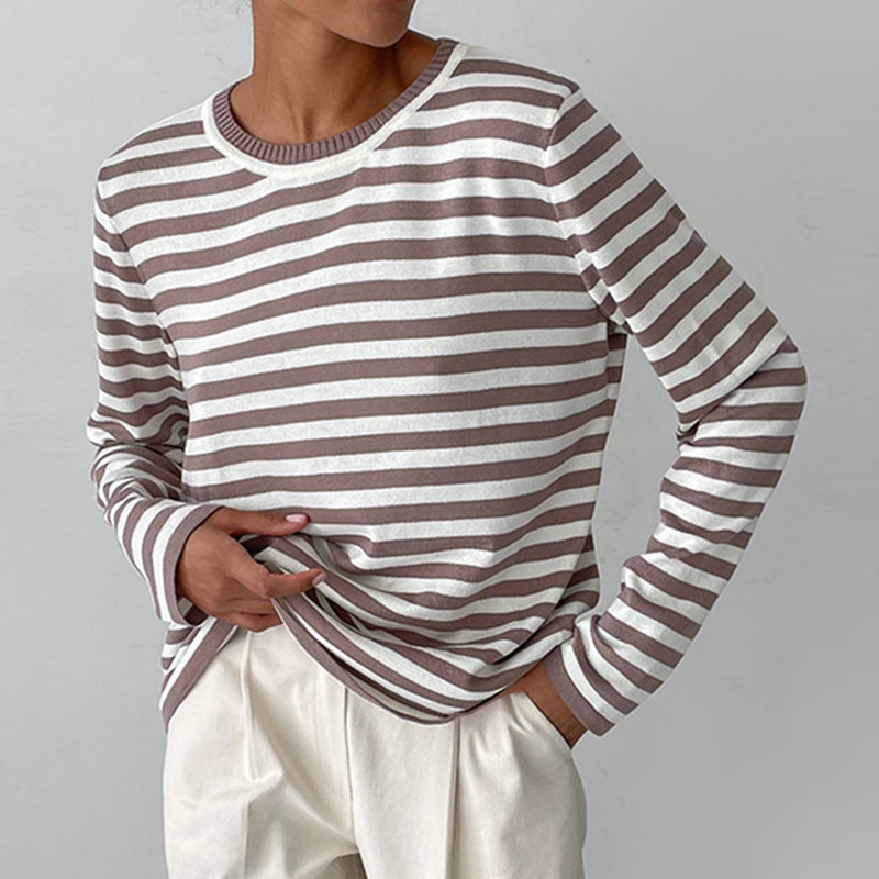 Beatrice Women's Striped Cotton Pullover Sweater 7