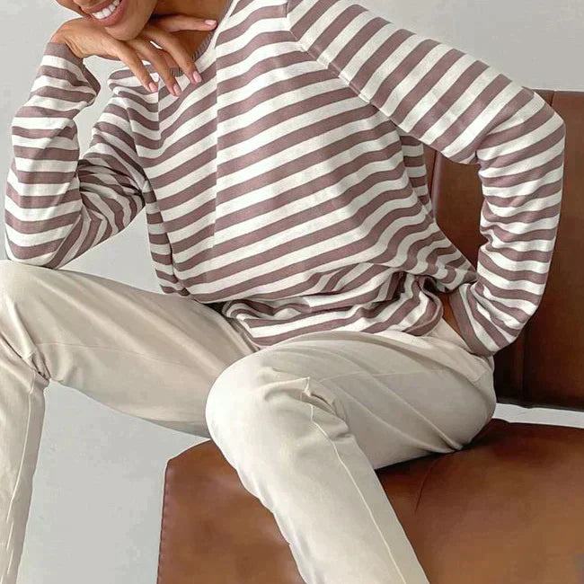 Beatrice Women's Striped Cotton Pullover Sweater 8