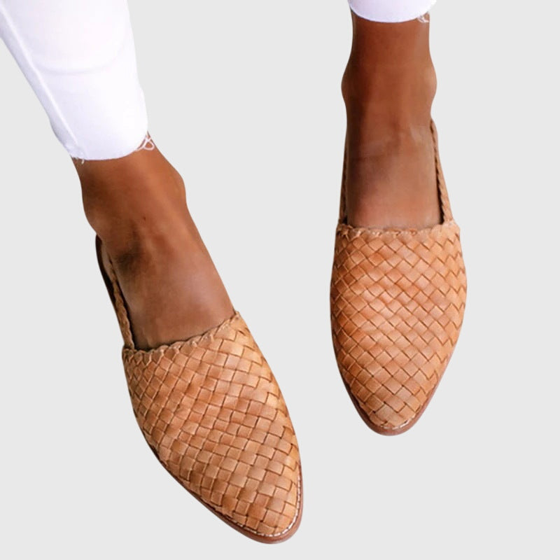 Beatrice Women's Woven Leather Pointed Toe Flats 1
