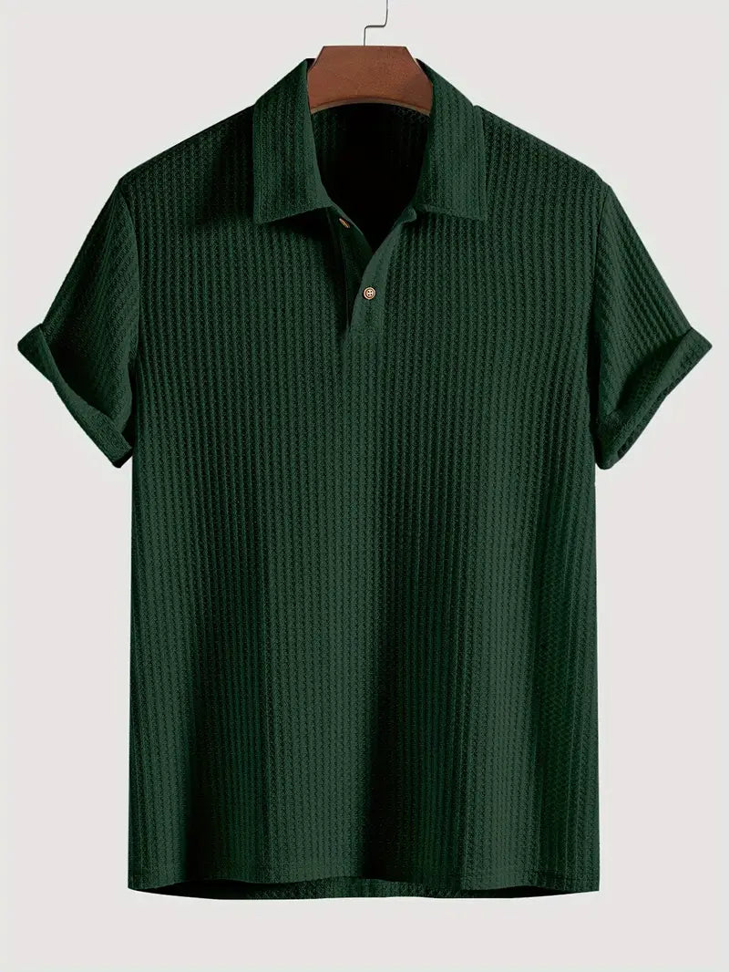 Benjamin Men's Ribbed Short Sleeve Polo Shirt 1