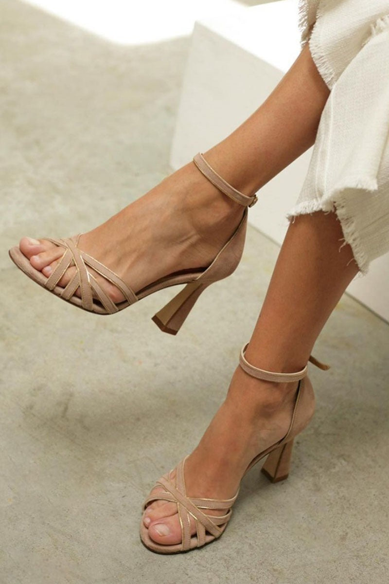 Block Heel Sandals - Brown